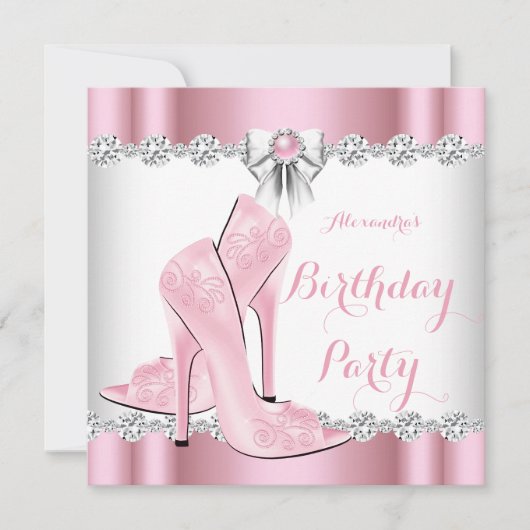  roze glamour op hoog niveau - Birthday Party Kaart (Voorkant)
