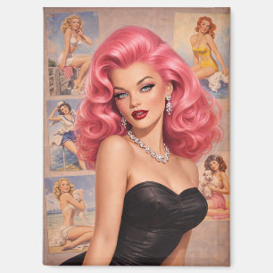 Roze Glamour Pin-Up – Vintage Hollywood Schoonheid Magneet
