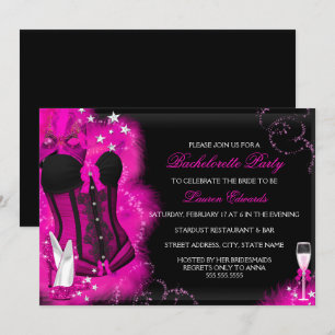 Roze Glamour Veer Korset Bachelorette Feest Uitnod Kaart