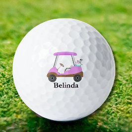 Roze Glamoureuze Houten Textuur Golfkar Met Naam Golfballen