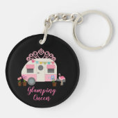Roze Glamper Camper Queen Acrylo Sleutelhanger (Achterkant)