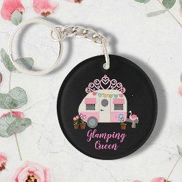 Roze Glamper Camper Queen Acrylo Sleutelhanger