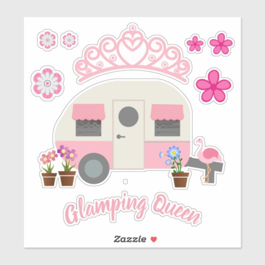 Roze Glamping Queen Sticker Set (Vel)