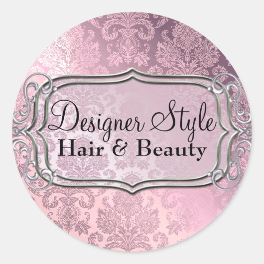Roze Glans Damast Sticker (Voorkant)