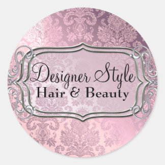 Roze Glans Damast Sticker
