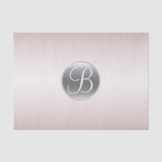 Roze Glans Elegant Monogram Letter Initiaal Tissuepapier (Voorkant)