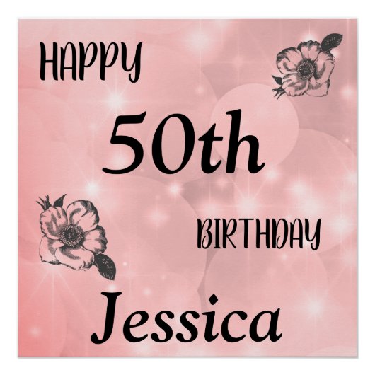  roze glans Happy 50th Birthday Perfect Poster (Voorkant)