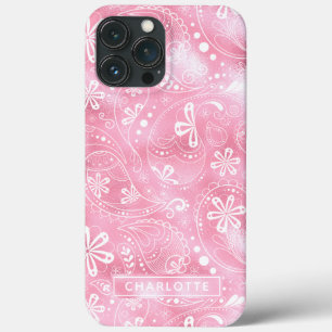 Roze Glans Modern Meisjesachtig Paisley Persoonlij Case-Mate iPhone Case