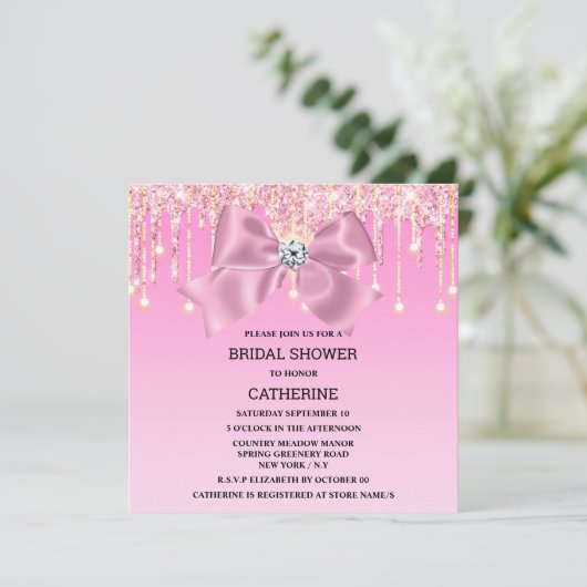 Roze glans van de boogdiamant licht elegant kaart (Staand voorkant)