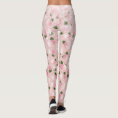 Roze glans vintage tuingebloesems leggings (Achterkant)