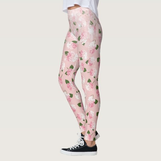 Roze glans vintage tuingebloesems leggings (Links)