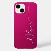 Roze Glans Witte Elegante Calligrafie Script Naam Case-Mate iPhone Case (Achterkant)