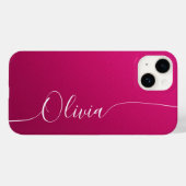 Roze Glans Witte Elegante Calligrafie Script Naam Case-Mate iPhone Case (Achterkant (horizontaal))