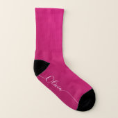Roze Glans Witte Elegante Calligrafie Script Naam Sokken (Rechts - buiten)