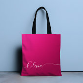 Roze Glans Witte Elegante Calligrafie Script Naam Tote Bag