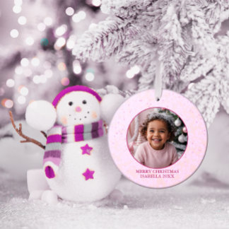Roze glanshert en bloemrijke Kerstsouvenir Ornament