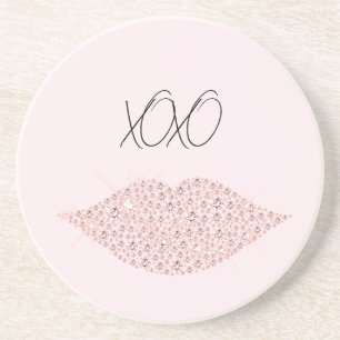Roze Glanslippen XOXO Zandsteen Onderzetter