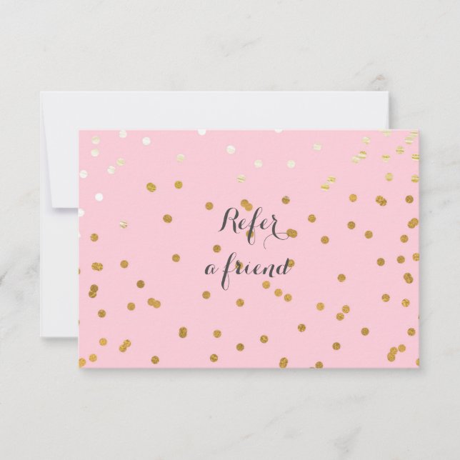 Roze & Glanzend Gouden Moderne Stippen Referralkaa (Voorkant)