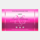 Roze Glanzend Productlabel Diamanten Initiaal Logo Rechthoekige Sticker (Voorkant)