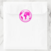 Roze glanzend Wereldbol Ronde Sticker (Tas)