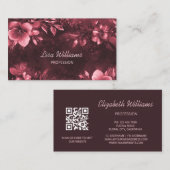 Roze Glanzende Bloemen Mauve Visitekaartje (Voorkant / Achterkant)