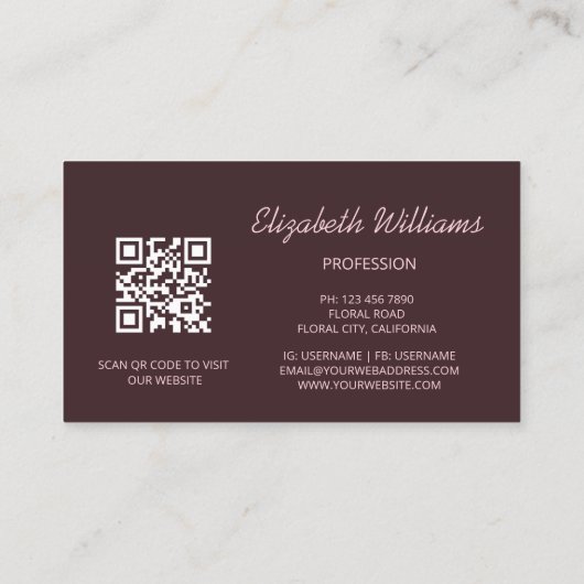 Roze Glanzende Bloemen Mauve Visitekaartje (Achterkant)