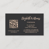 Roze Glanzende Bloemen Zwart Visitekaartje (Achterkant)