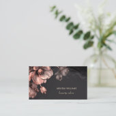 Roze glanzende bloemen Zwart Visitekaartje (Staand voorkant)