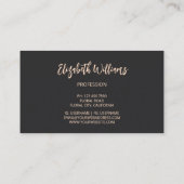Roze Glanzende Bloemen Zwart Visitekaartje (Achterkant)
