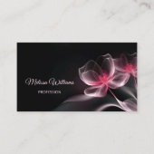 Roze Glanzende Bloemen Zwart Visitekaartje (Voorkant)