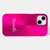 Roze glanzende faux metal aangepaste naam Case-Mate iPhone case (Achterkant (horizontaal))