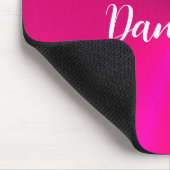 Roze glanzende faux metal aangepaste naam muismat (Hoek)