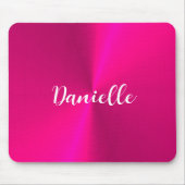 Roze glanzende faux metal aangepaste naam muismat (Voorkant)