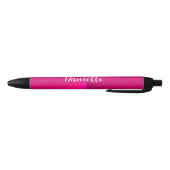 Roze glanzende faux metal aangepaste naam zwarte inkt pen (Bodem)