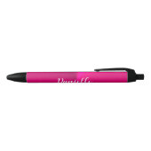 Roze glanzende faux metal aangepaste naam zwarte inkt pen (Bovenkant)