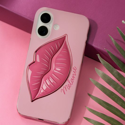Roze glanzende lippen Case-Mate iPhone case