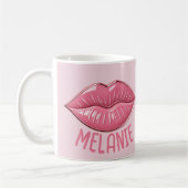 Roze glanzende lippen gevormd gepersonaliseerd koffiemok (Links)