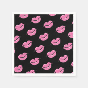 Roze Glanzende Lippen Schoonheid Make-up Verjaarda Servet