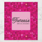 Roze Glanzende Lovertjes Wijn Etiket (Enkel label)