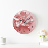 Roze glanzende metalen 3D-bloem Grote Klok (Huis)
