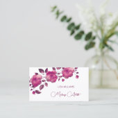 Roze glanzende metalen bloem visitekaartje (Staand voorkant)