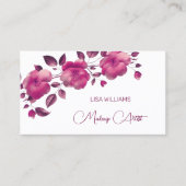 Roze glanzende metalen bloem visitekaartje (Voorkant)