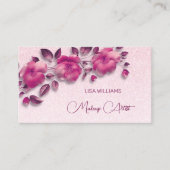 Roze glanzende metalen bloem visitekaartje (Voorkant)