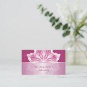 Roze glanzende metalen mandala visitekaartje (Staand voorkant)