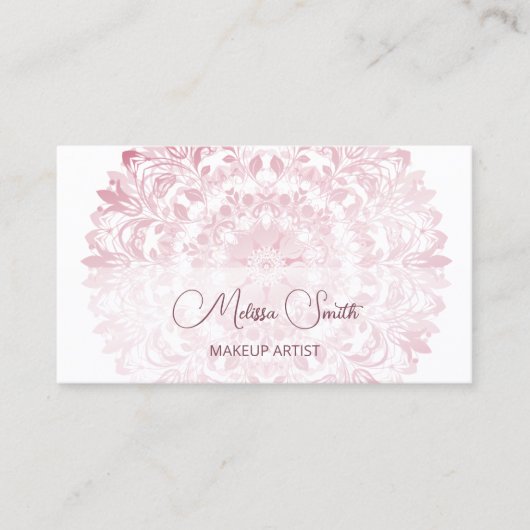 Roze Glanzende Metallic Witte Mandala Visitekaartje (Voorkant)