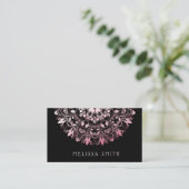 Roze Glanzende Metallic Zwart Mandala Visitekaartje (Staand voorkant)