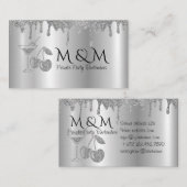 Roze Glanzende Private Party Bartender Visitekaart Visitekaartje (Voorkant / Achterkant)