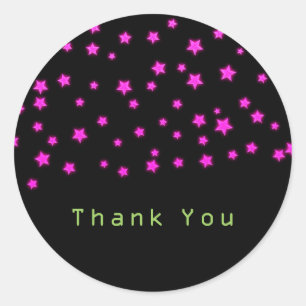 Roze Glanzende Sterren Verjaardagsfeestje Custom F Ronde Sticker