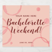 Roze glanzende wijnlabel vrijgezellenweekend sparkling wijnetiket (Enkel label)