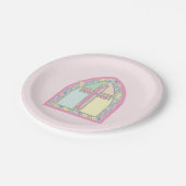 Roze Glas in lood Eerste Gemeenschap Papieren Bordje (Gekanteld)